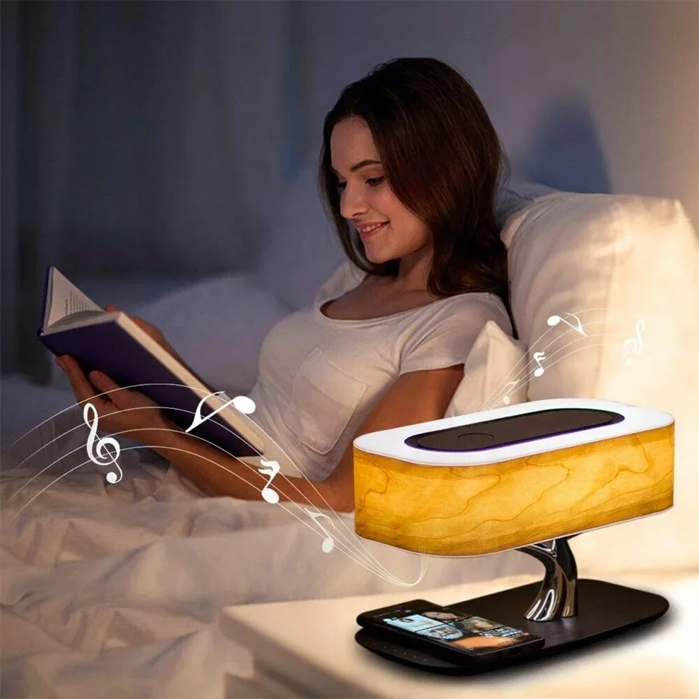 Smart Wireless Charging Blue Tooth Speaker Brightness Dimmable Tree Shape Table