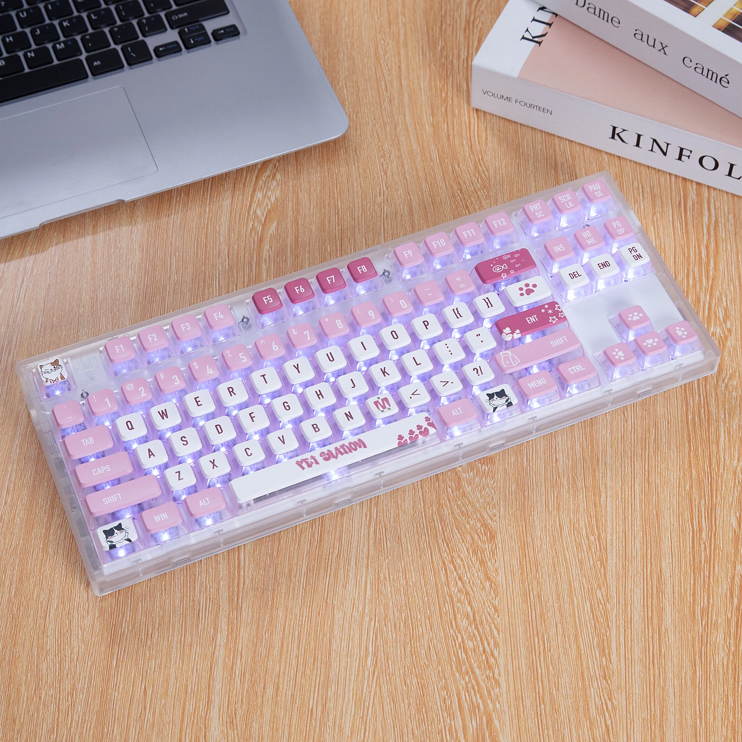 Capuchons de clavier transparents 118-prédire, sublimation PBT .co.jp, double peau, rose lait, translucide