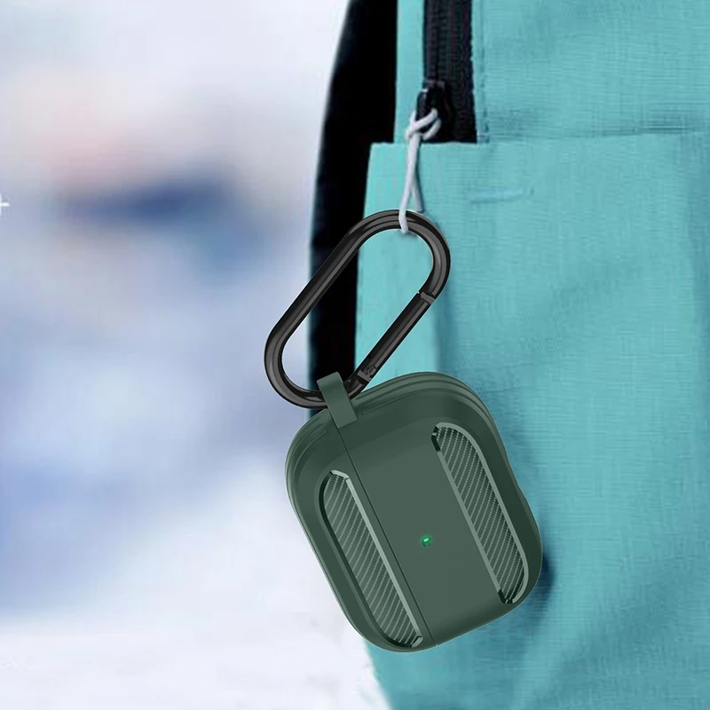 สําหรับ Apple Pro กรณีคาร์บอนไฟเบอร์หูฟังอุปกรณ์เสริมไร้สายบลูทูธพร้อมตะขอ