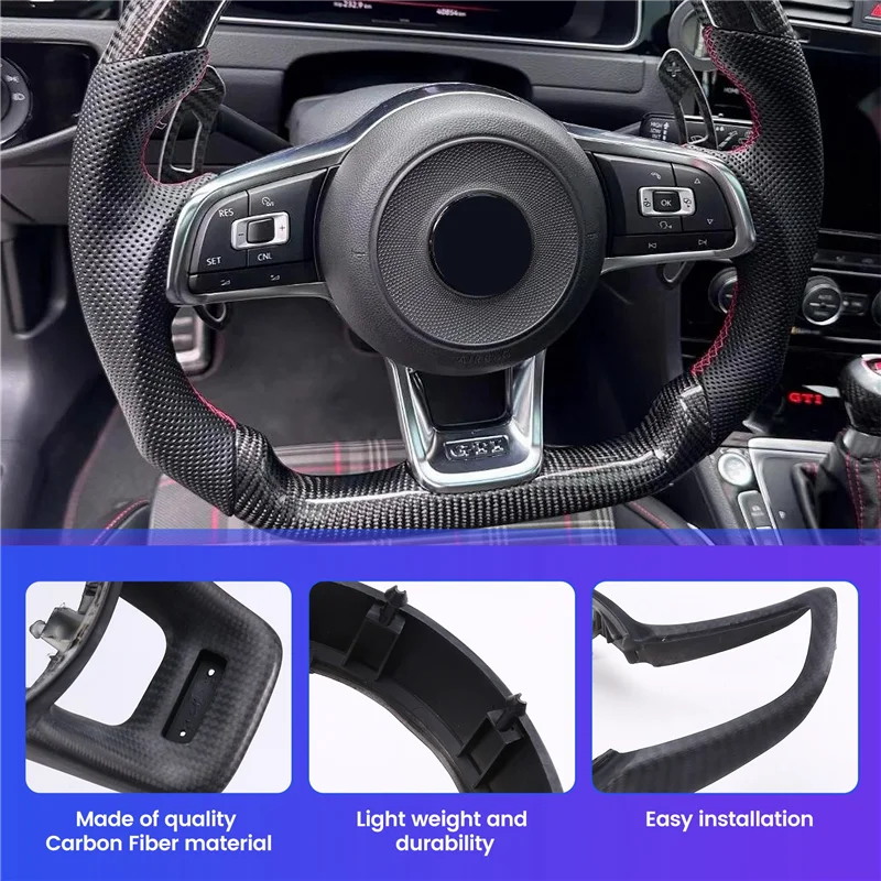 

AASS-Carbon Fiber Steering Wheel Decorative Frame Rline Button Frame For VW Golf 7 MK7 Passat B8 Tiguan MK2