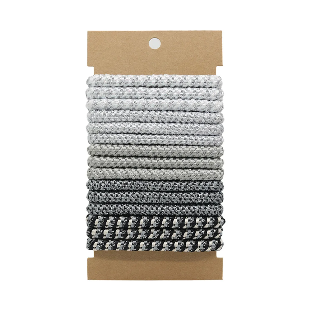 Lazos para el cabello bohemios, 15 Uds., conjunto de tarjetados, elásticos de hilo bordado, marrón, negro, blanco, rojo, rosa, sin daños