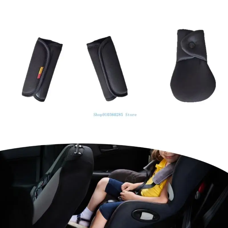 K9FF 3PCS Universal-Schulterbezug für Autositze für Kleinkinder, weich gepolsterte Protektoren mit Schrittpolster, leicht zu und