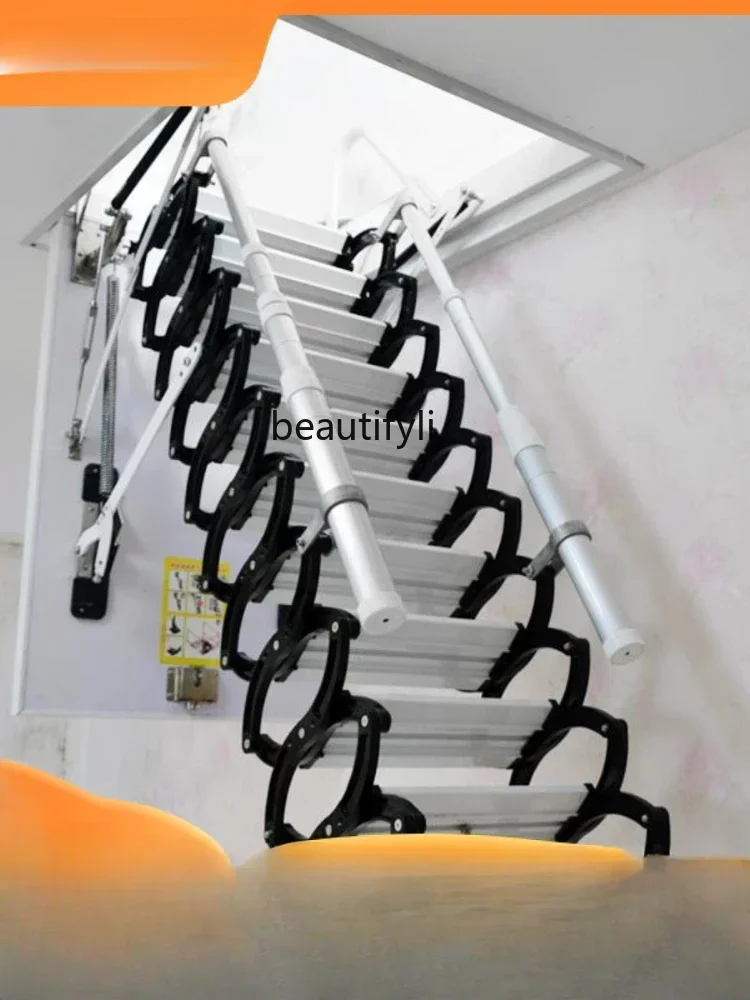 Loft Stairs Retractable Manual Duplex Household Indoor Invisible Semi-automatic Lifting and Foldable Thickened