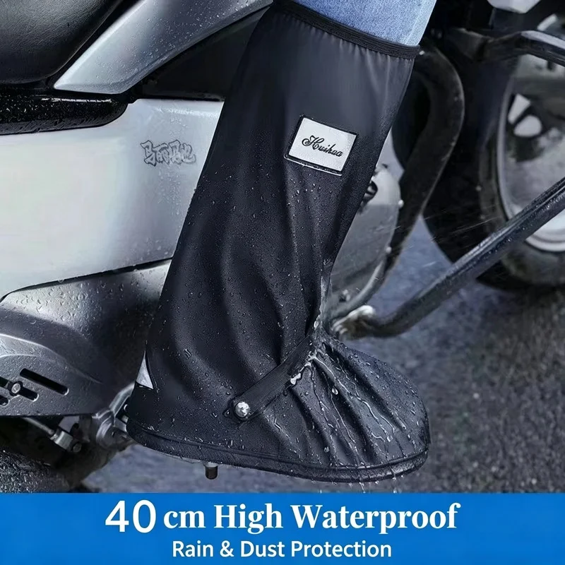 Waterproof High‑Ankle Rain Shoe Cover with Reflective Strips, Reusable Dustproof Foot Protector for Cycling Motorcycle Men Women