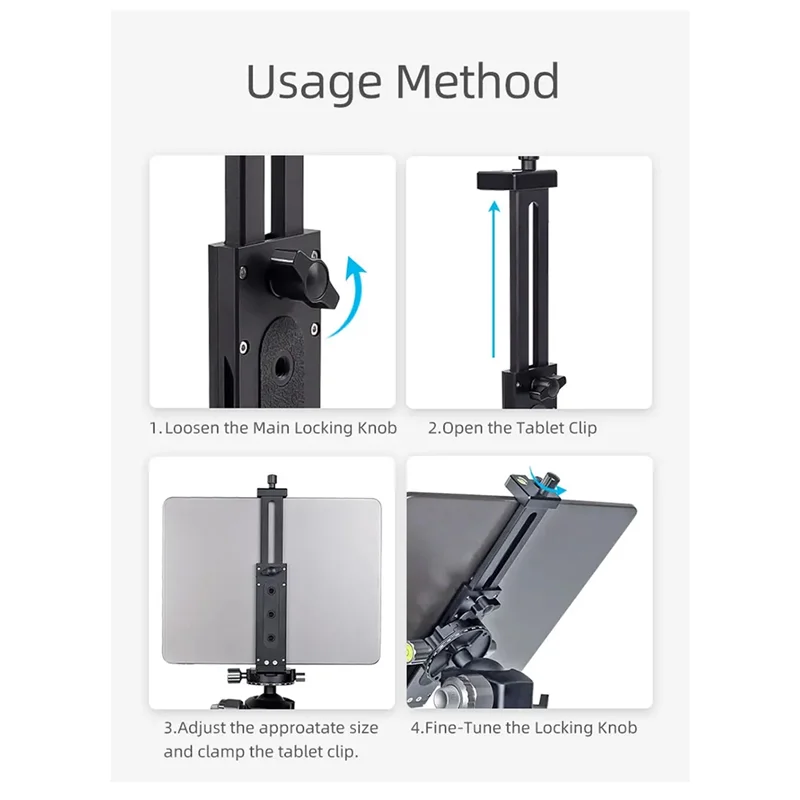 Classic-Universal Aluminum Alloy Tablet Phone Stand Holder Clip Tripod Adjustable Bracket For Mobile Phones Easy Install (Silver