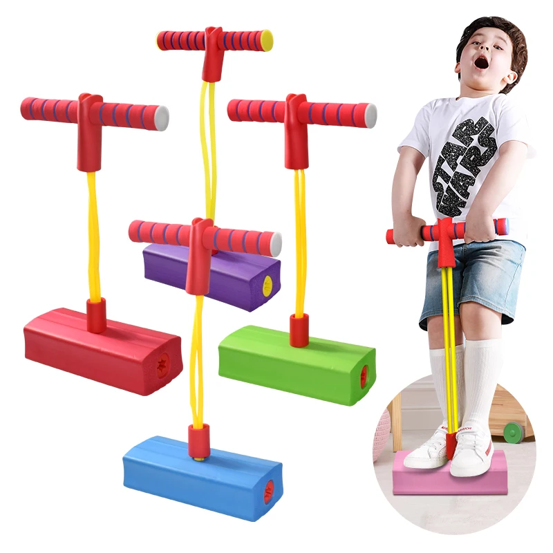 Kids Sports Games Toys Foam Pogo Stick Jumper Indoor Outdoor Fun Fitness Equipment Improve Bounce Sensory Toys for Boy Girl Gift