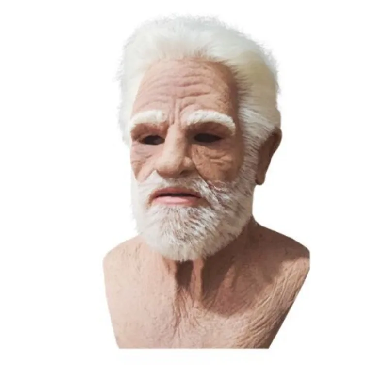 Halloween Hot Old Man Latex Mask Headset Old Man Grandpa Wig