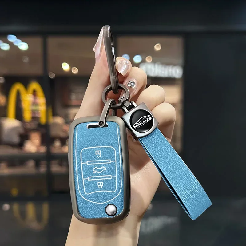 Для Baojun 310 510 560 630 730 из сплава, кожаный автомобильный складной флип-чехол с 3 кнопками, чехол для ключей, брелок, сумка, держатель, брелок, протектор