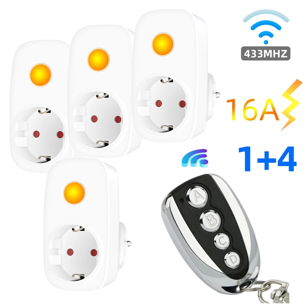 

16A EU Socket Wireless Remote Control Power Plug Smart 220V RF Switch Programmable Home Assistant French Light Outlet