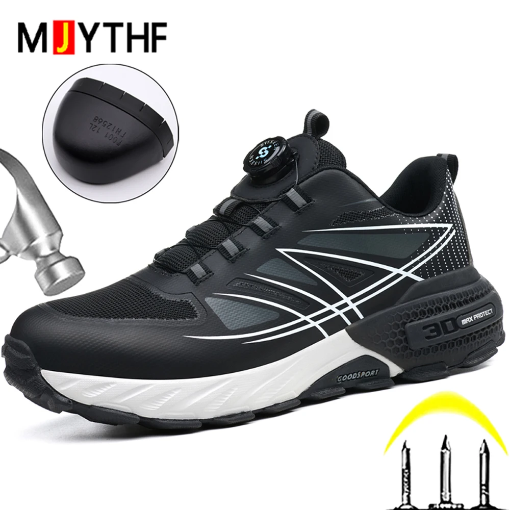

Rotating button Men's sports shoes Fashion safety shoes Anti-smash Anti puncture Protection Shoes Security Boots Steel toe shoes