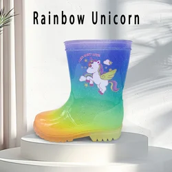 Chłopcy i dziewczęta Outdoor Cute Cartoon Unicorn Sequin PVC Rain Boots - wodoodporne, antypoślizgowe, odporne na zużycie, na każdą porę roku