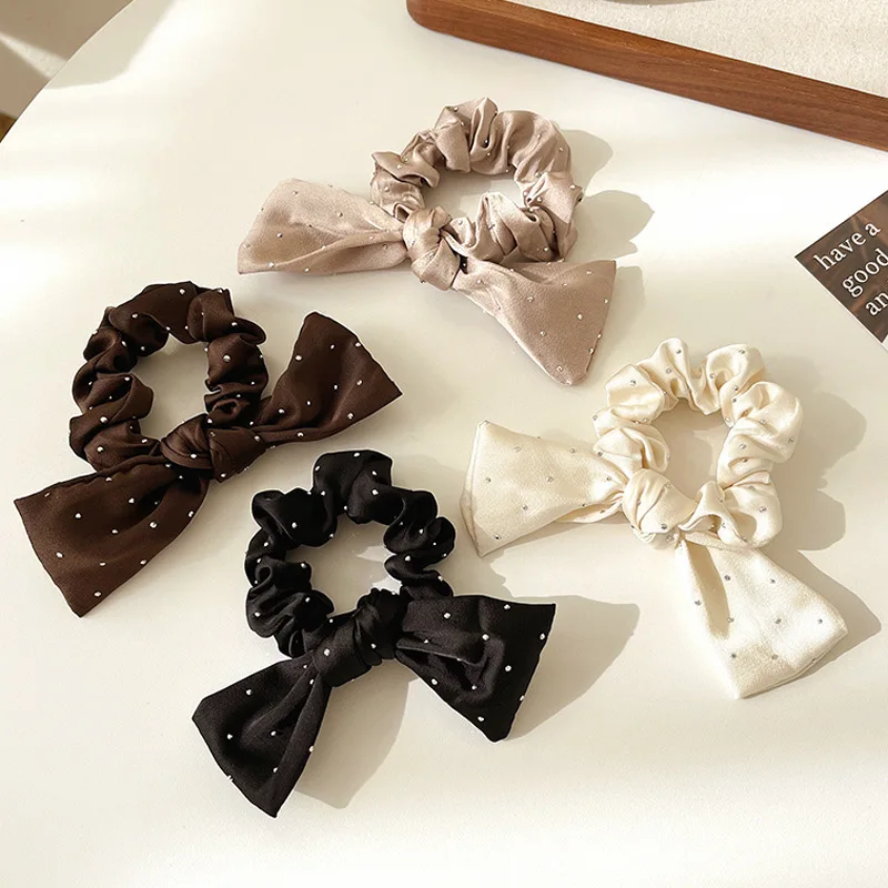 

New Rhinestone Bow Tie For Women With high-end Sense Of Ponytail Hair Ring Korean Style High Elastic Bun Hair Accessories