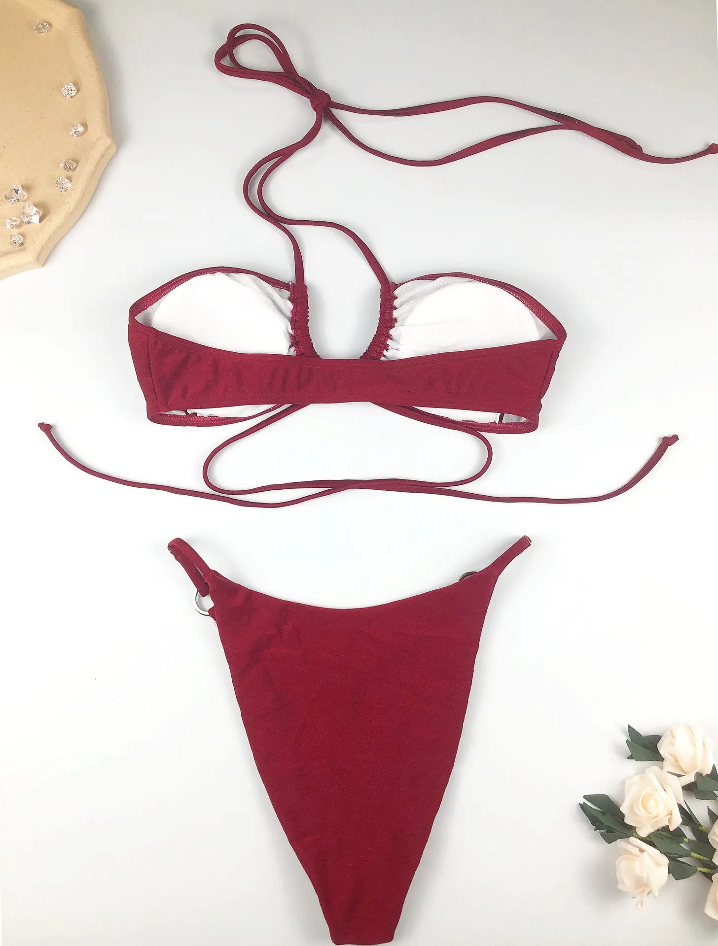 เซ็กซี่ Halter Top บิกินี่ Bandeau ชุดว่ายน้ํา One Piece ชุดว่ายน้ําขาสูง 2025 หญิงชุดว่ายน้ําว่ายน้ําชายหาด