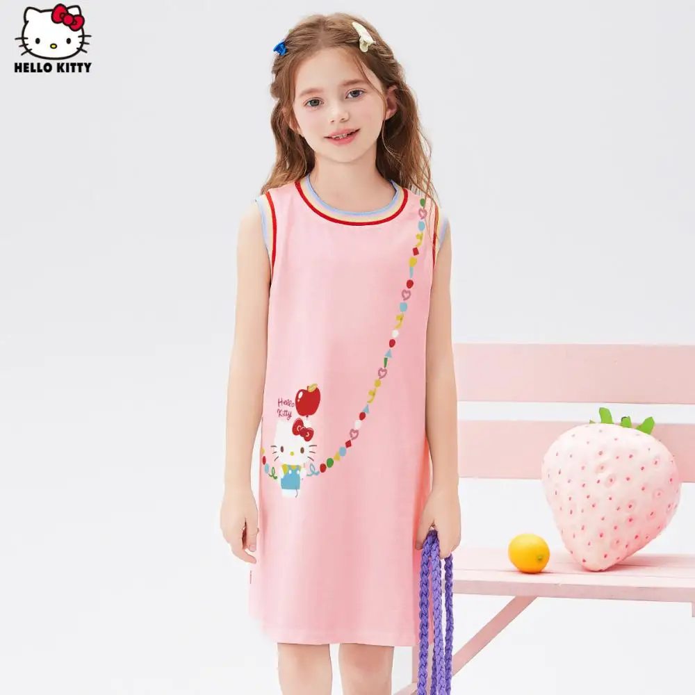 

Sanrio Hello Kitty Girls Vest Skirt Summer Cartoon Sling Skirt Cute Short Sleeve A-Skirt Child Princess Dress Sweatshirt 3-18Y