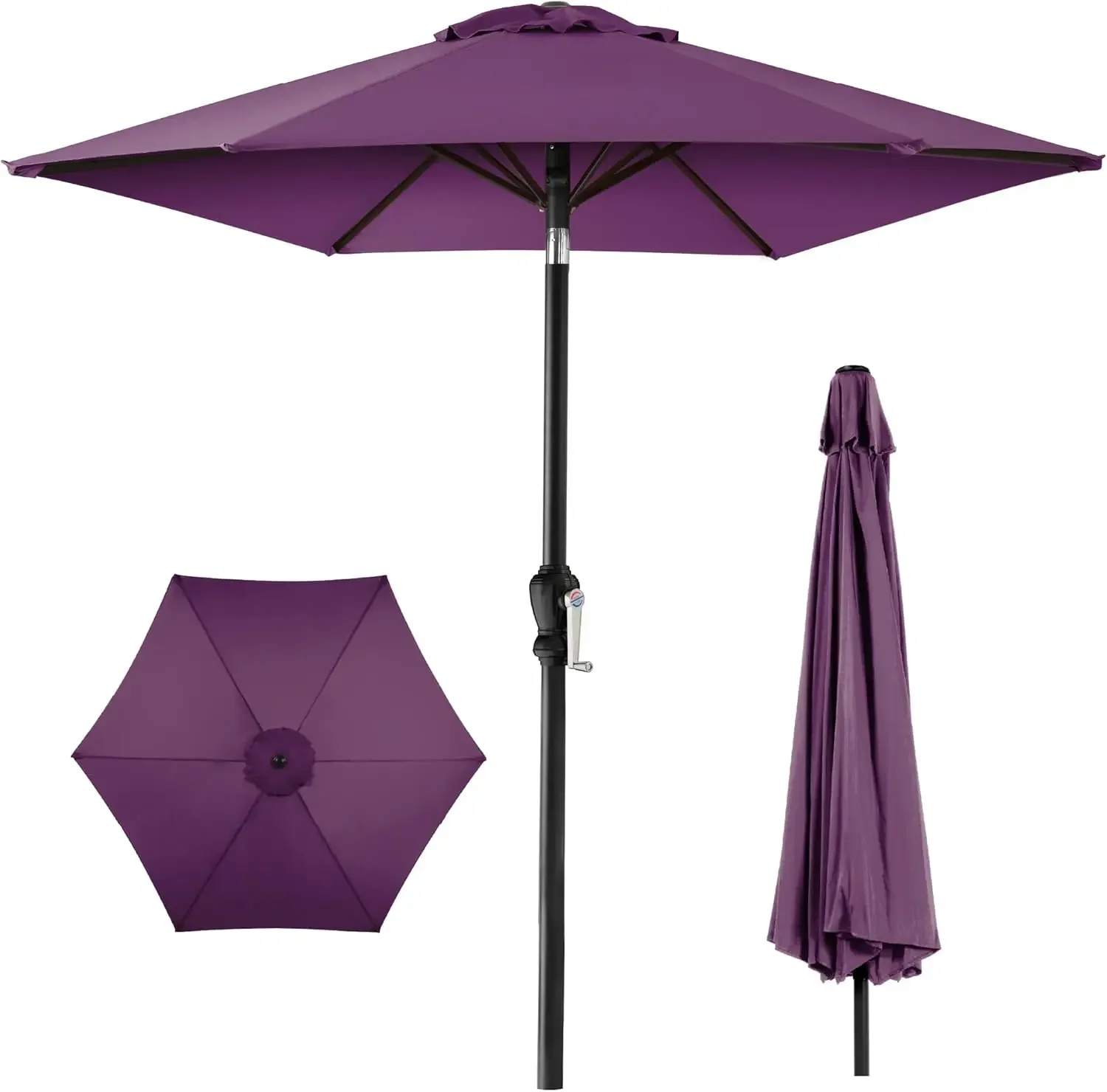 

10ft Outdoor Steel Polyester Market Patio Umbrella w/Crank, Easy Push Button, Tilt, Table Compatible - Amethyst Purple