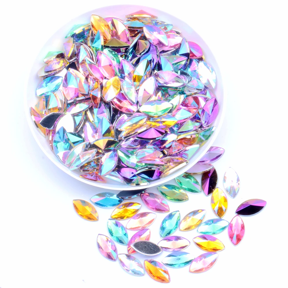 Nail Rhinestones Flatback 5x10mm 5000pcs Marquise Pointed AB Colors Eye Beads DIY Nails Art Phone Cases Garments Supplies