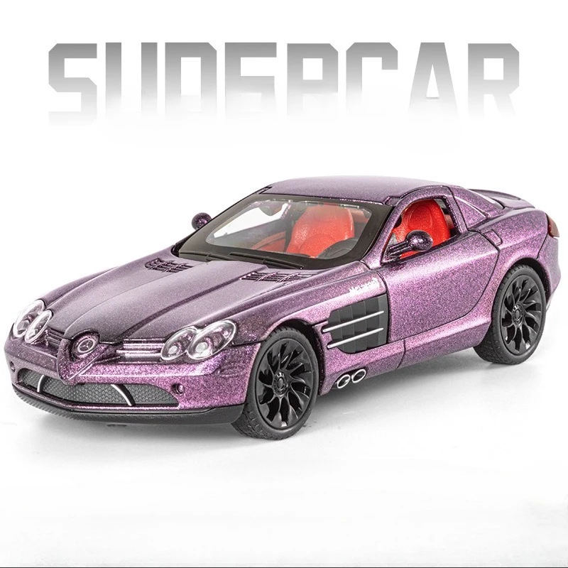 Simulatie 1:24 Schaal Benz SLR Legering Model Auto Diecast Speelgoed Voertuig met Geluid en Licht Trek Jongens Gift Collectie Miniatuur