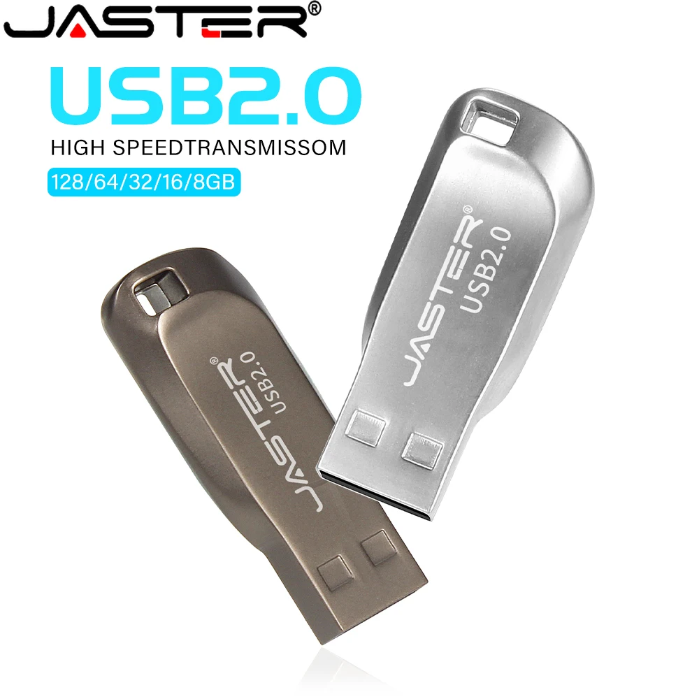 

JASTER USB 2.0 Flash Drive 64GB Mini metal High speed Memory stick Silver Pen drive 32GB 16GB 8G Business gift U disk For Laptop
