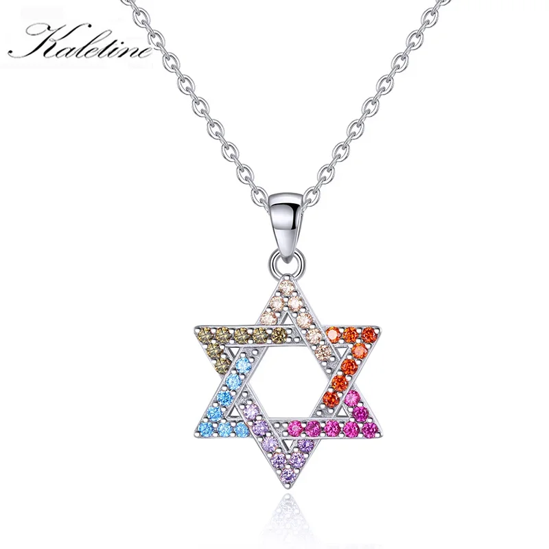 Kaletine Israel Judaica Hebrew Jewelry Hanukkah Pendant 925 Sterling Silver Necklace Jewish Magen Star of David Women Men