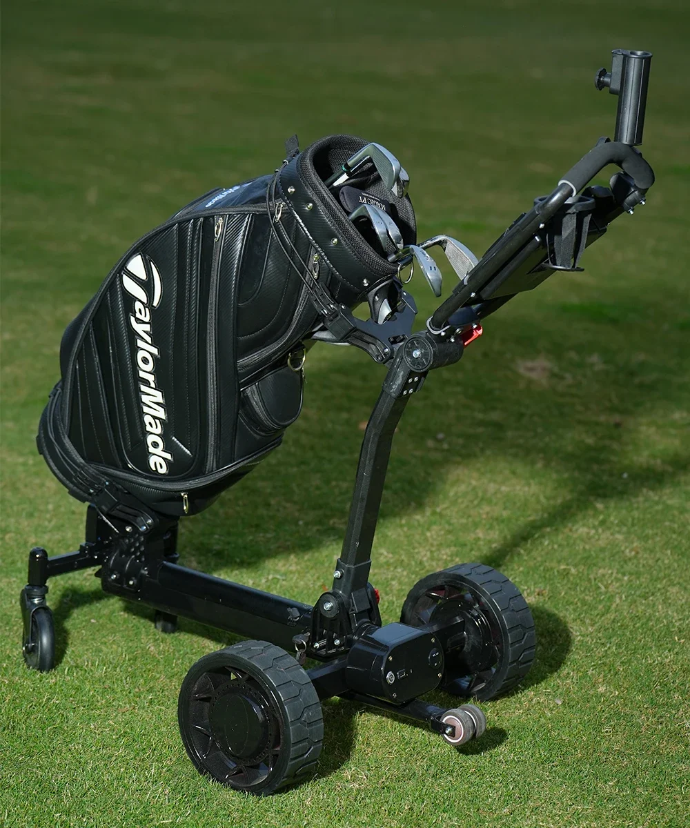 

Upgraded 500W 4-Wheel Smart Follow Golf Trolley, Auto-Follow & Bluetooth Remote Control Electric Golf Caddy, Long Range