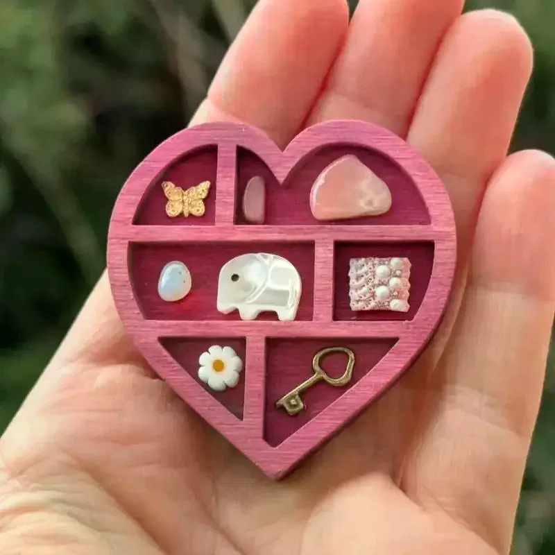 Multicolor Miniature Trinket Shelf Moon Mushroom Star Heart Shaped Shelf Compartments Mini Jewelry Holder