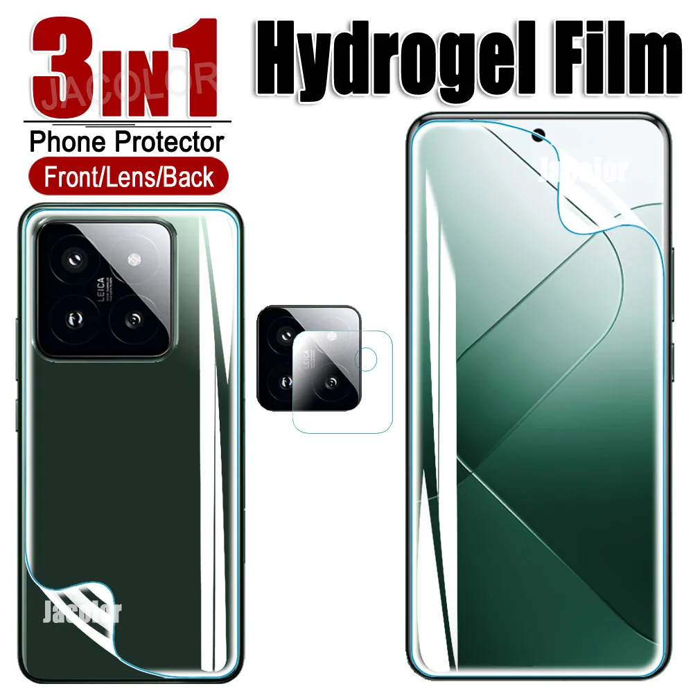 3IN1 Water Gel Film For Xiaomi 14 Pro Xiaomi14 Screen Protector+Back Hydrogel Film+Lens Glass For For Xiao mi 14 14Pro Xiomi