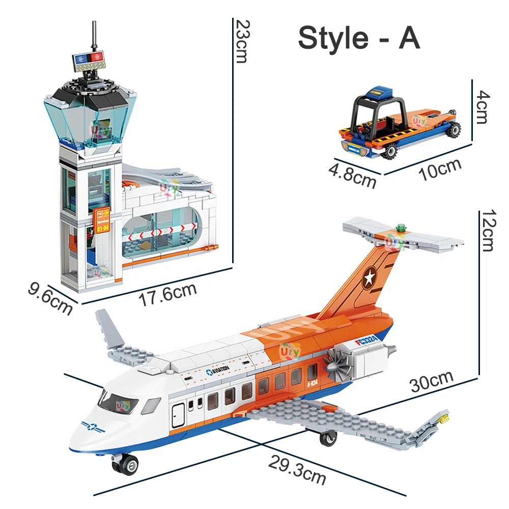 3in1 City Series Aviation Cargo Plane Helicopter Airport Airbus Airplane Control Tower DIY Building Blocks Toy Set Kids Boy Gift