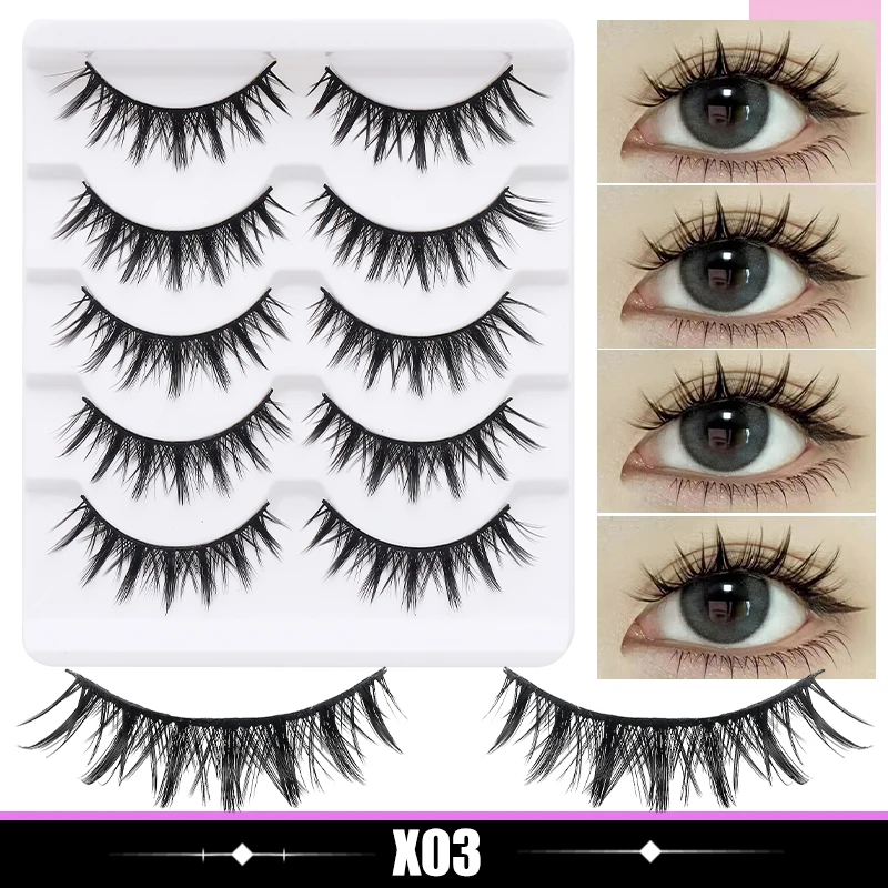DINGSEN 5 Paar Wimpern, Künstliche Wimpern, Natürliche Lange Manga-Wimpern, Geflügelte Enden, Augenverlängernde Wimpern, Künstliche Wimpern für Make-up – Detail 14