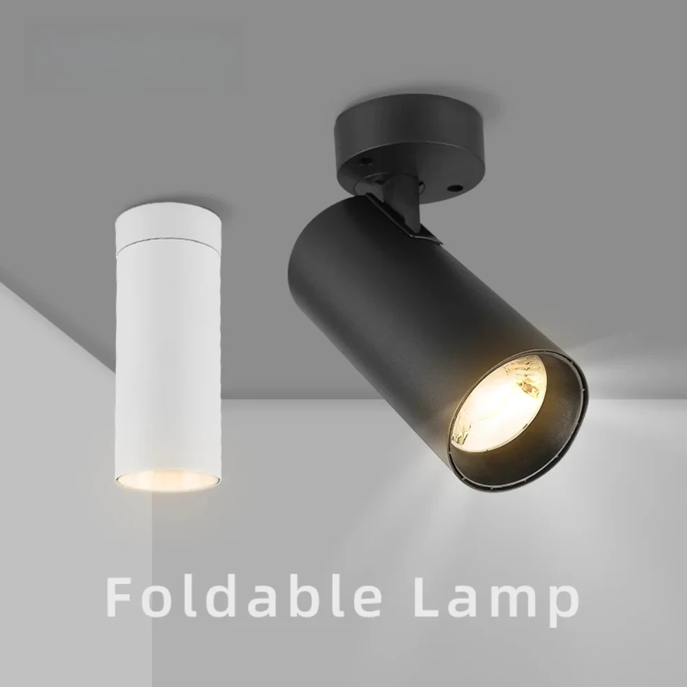 Foldable LED Spotlight Downlight 7W 15W Surface Mounted COB Ceiling Light Spotlight Rotatable Clothing Store Showroom AC220V