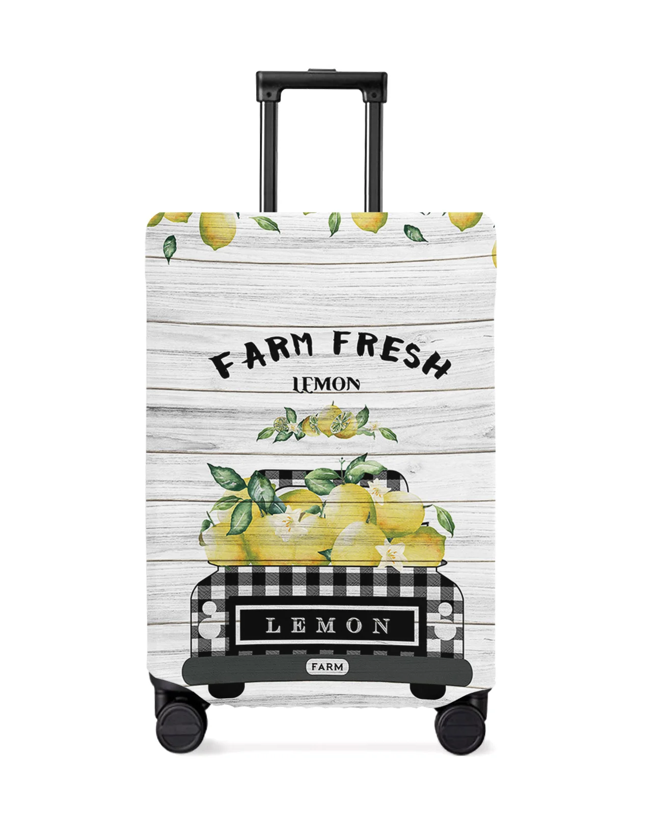 Lemon Truck Wooden Board Texture Travel Luggage Protective Cover Travel Accessories Suitcase Elastic Dust Case Protect Sleeve