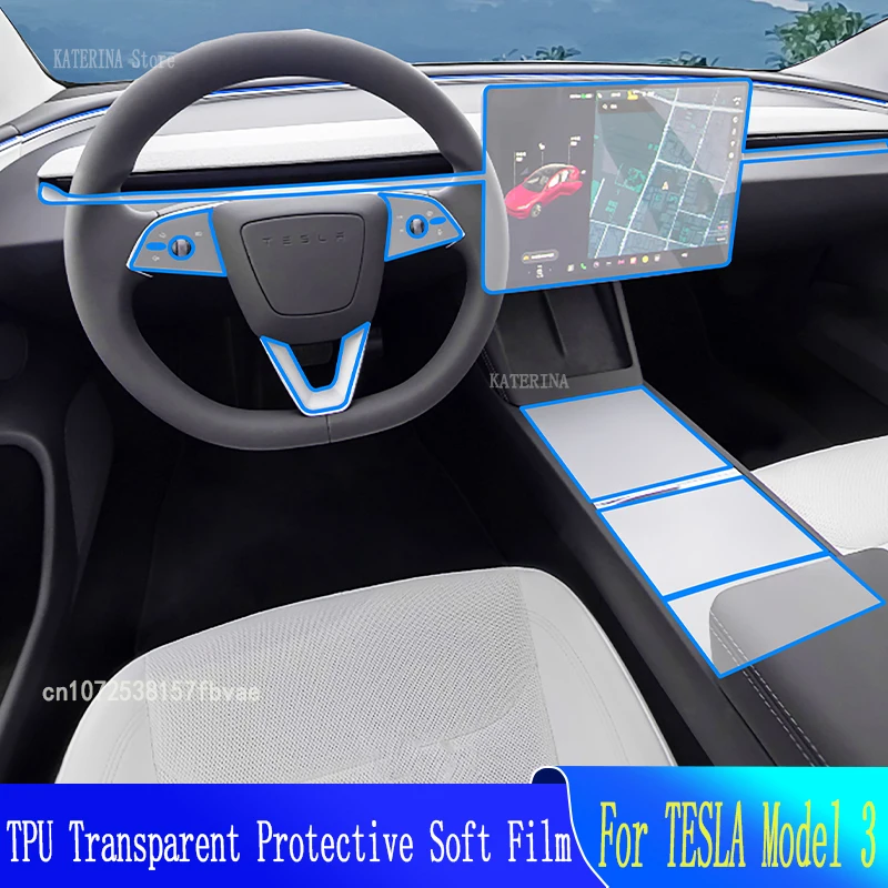 For TESLA Model 3 2023-2024 Car GPS Navigation Protective  LCDTPU Screen Protector Anti-scratch Film Fitting