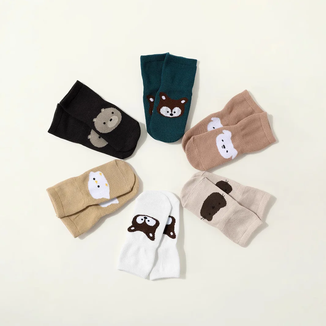 6 Pairs Baby Girls Socks Cotton Newborn Items All for Babies Stuff Accessories Cute Boys Cartoon Anti-Slip Socks Clothing