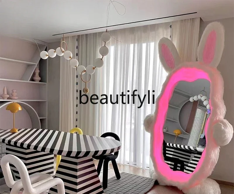 Full body floor mirror clothing store luminous full-length mirror bedroom makeup led mirror light