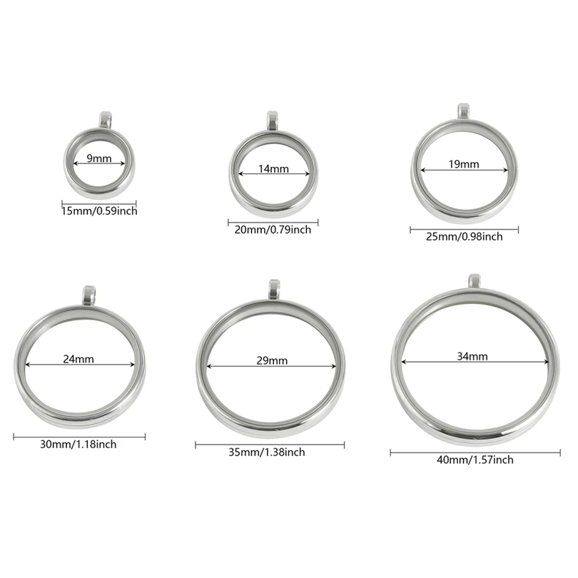 1Pc 10-40mm Round Memory Picture Relicario Coin Holder Colgantes Stainless Steel Ashes Glass Urn Floating Locket Pendant Jewelry