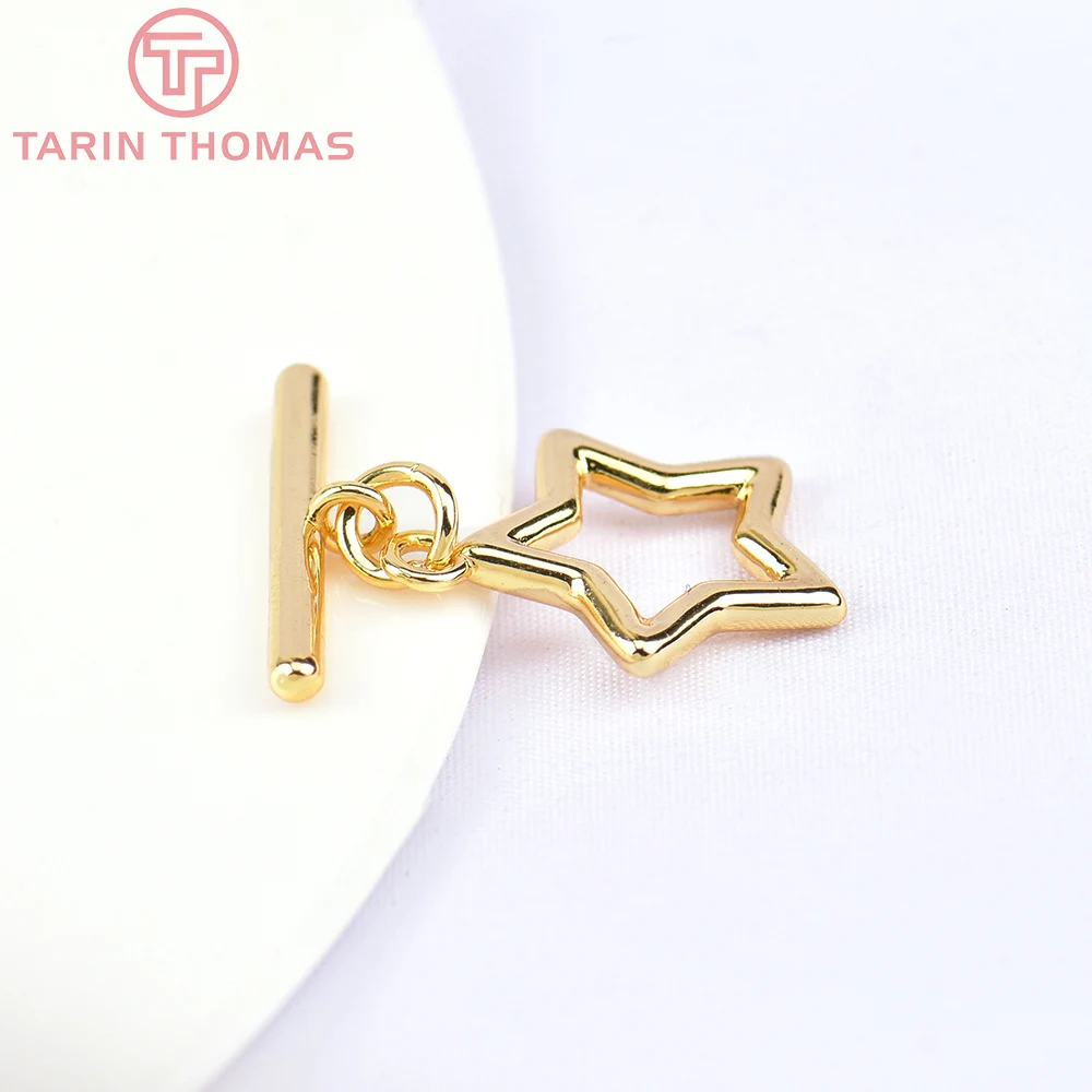 (5740)6 Sets 15MM 20MM 24K Gold Color Brass Bracelet O Toggle Clasps High Quality Jewelry Making Findings Accessories Wholesales