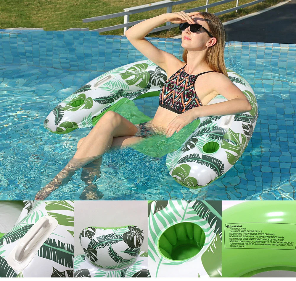 Aufblasbare Schwimmende Liege für Pool-Partys, Wasser-Hängematte, Luftmatratze, PVC Blattförmige U-Form Aufblasbare Schwimmliege