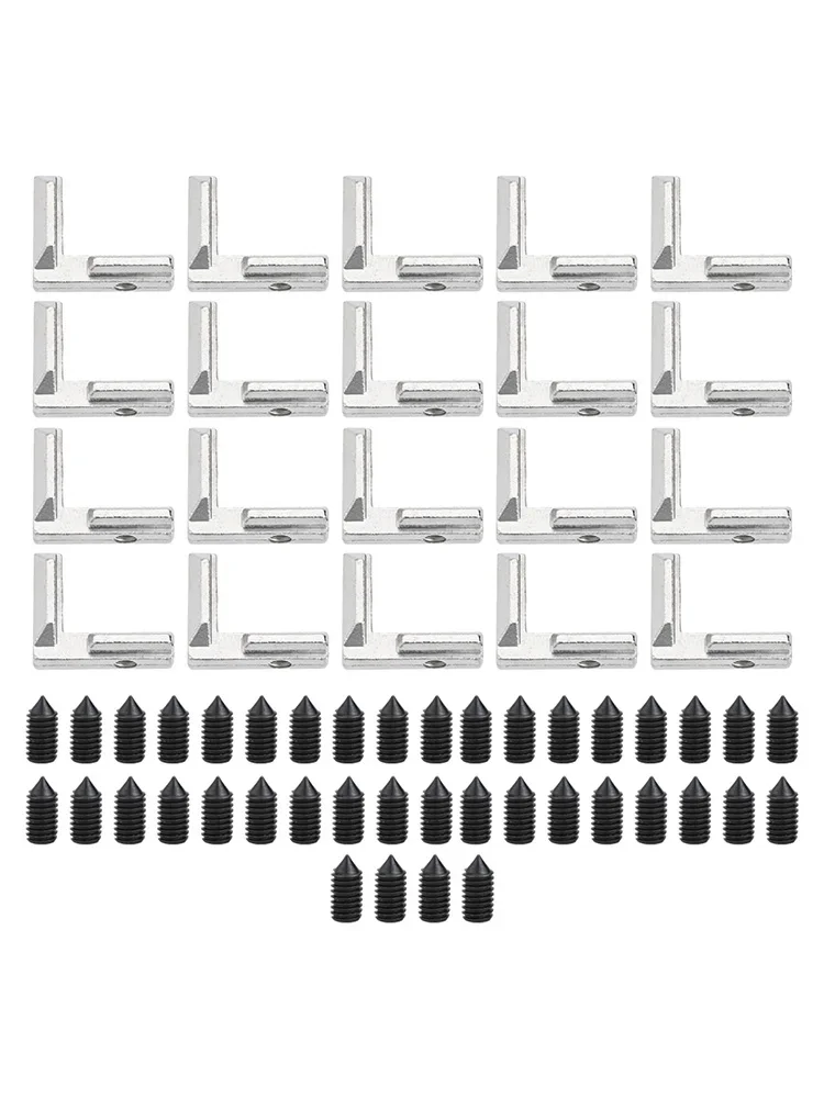 20PCS T Slot Corner Brackets L-Shape Aluminum Profile Interior Corner Connector Joint Bracket For 2020 Alu-profile With Screws