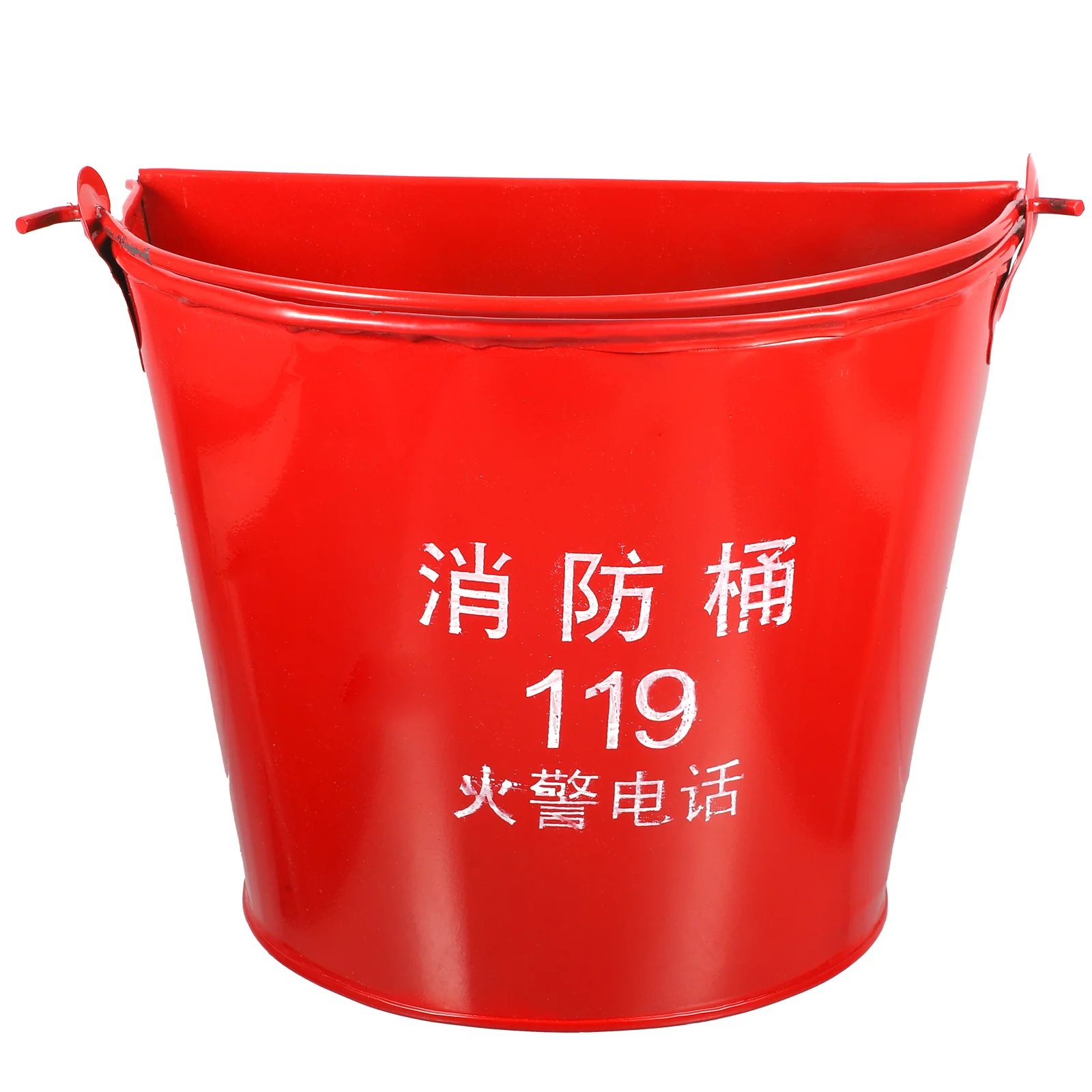 Balde de areia de emergência vermelho, ferro reforçado, equipamento de combate a incêndios, recipiente de areia semicircular criativo para uso de bombeiro, 1 peça