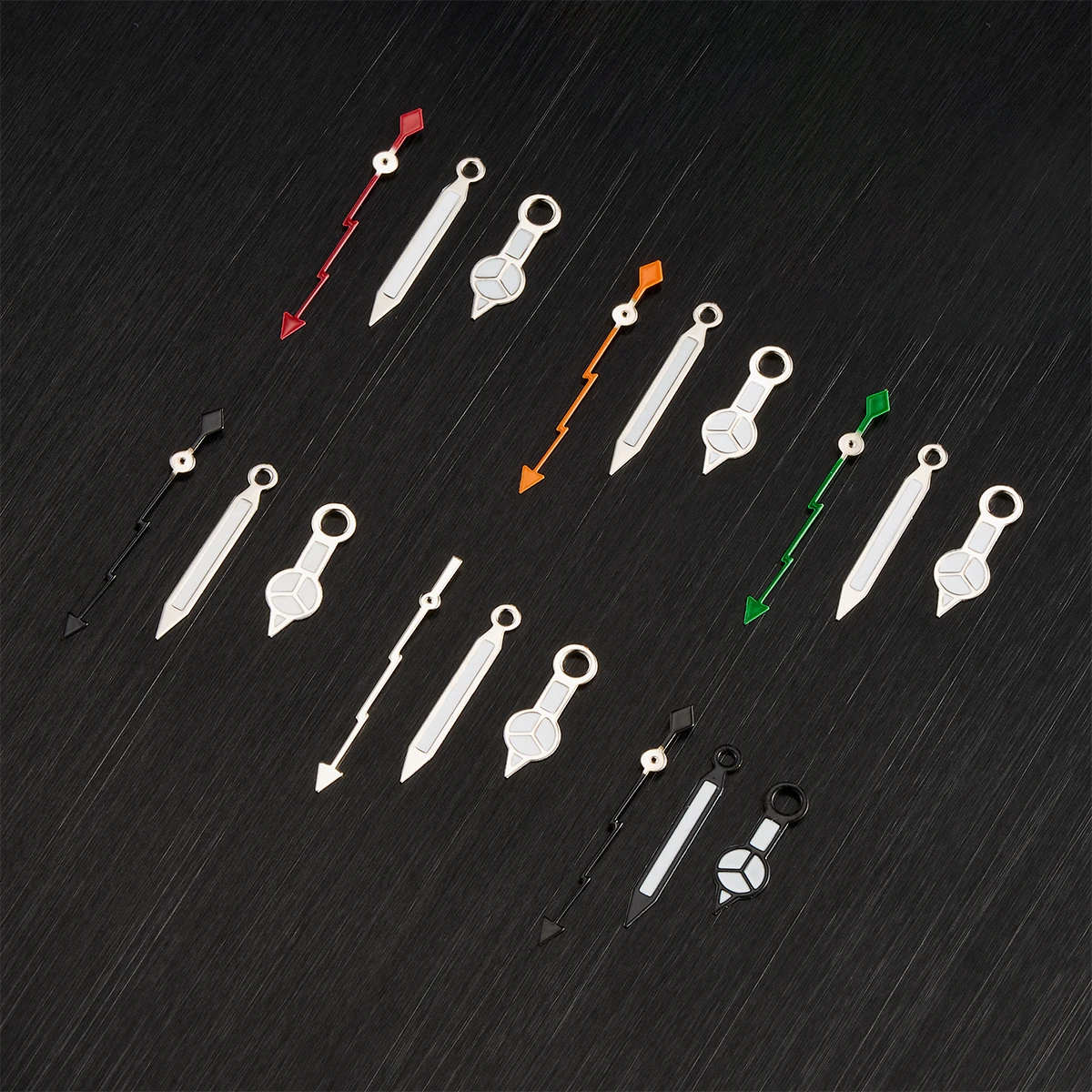 Green Luminescent Black Silver Orange Green Edged Watch Hands Accessories for NH35 NH36/4R/7S  Movements Compatible Watch Parts