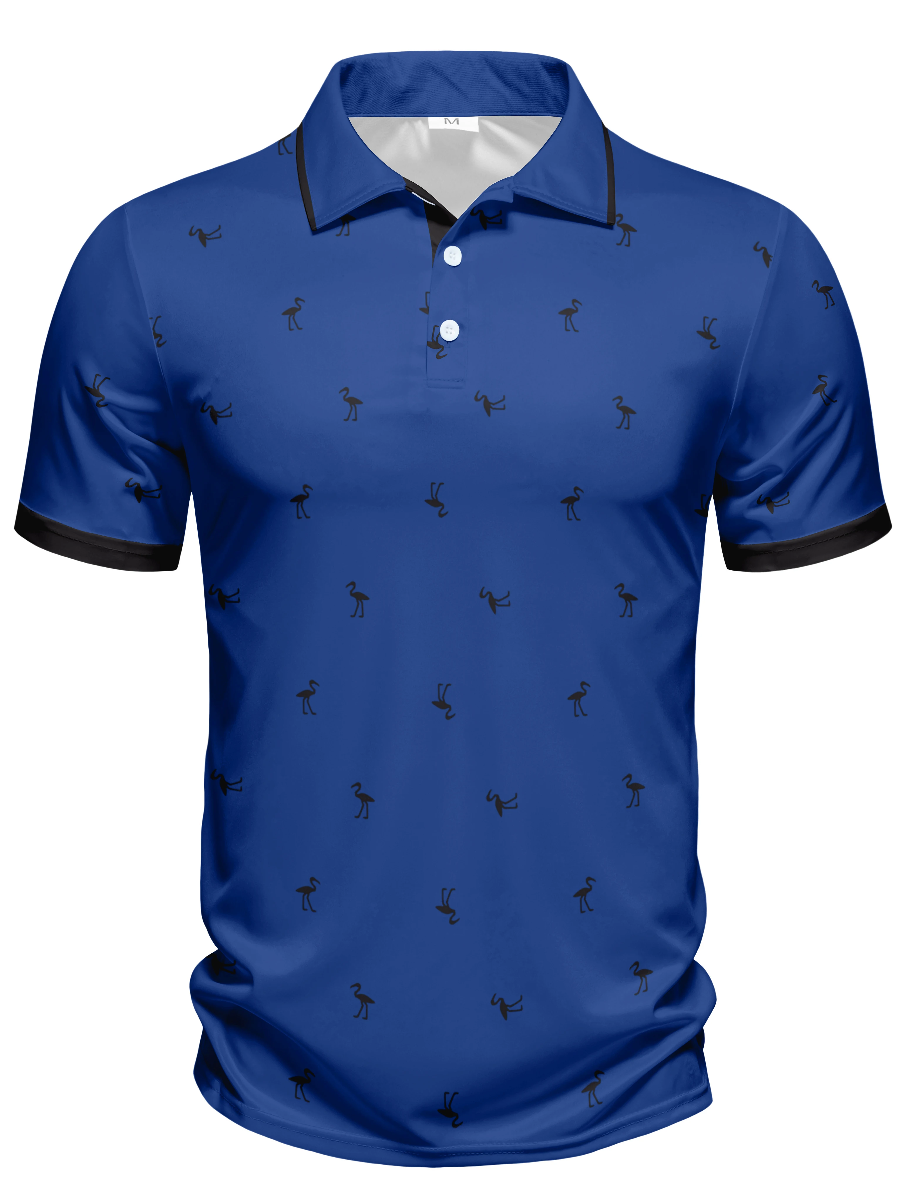 New Men's Summer Casual Short-Sleeved Polo Fashion Digital Printed Top with Lapel and Short-Sleeved Polo