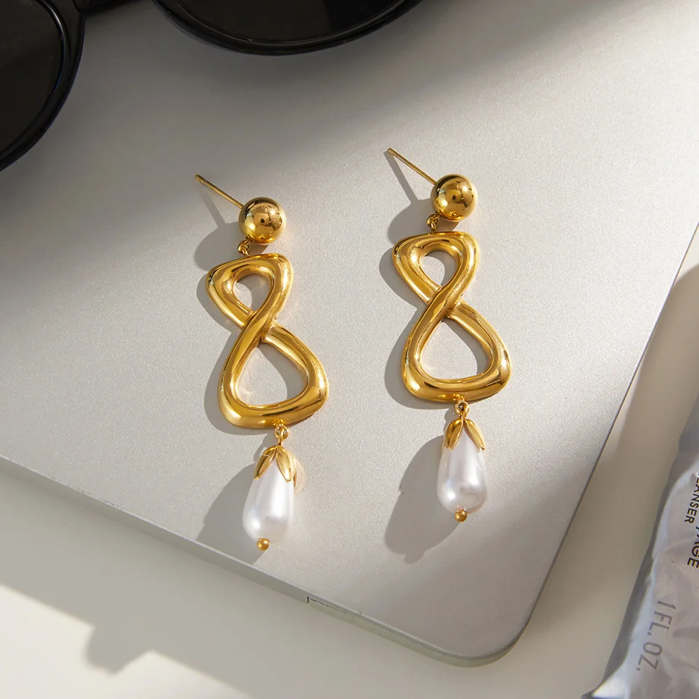 

Personality Pearl Stud Earring Stainless Steel Women Trendy Earrings Light Luxury Fashion Jewelry