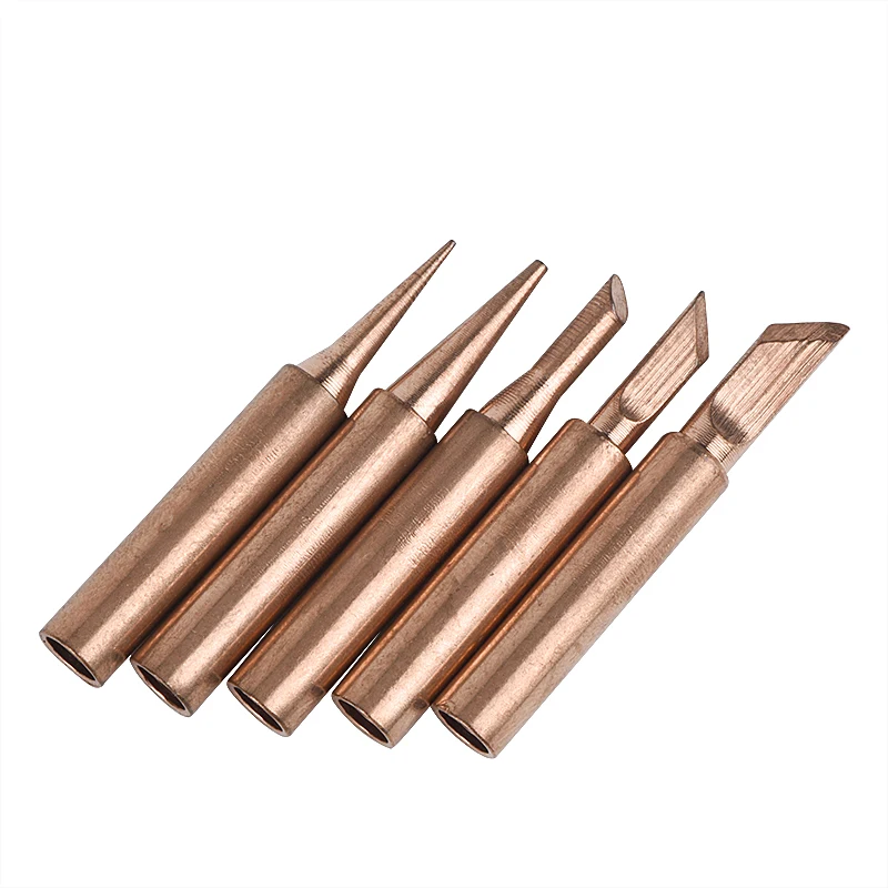 JCD 5PCS Copper Iron Tip I/B /K/2.4D/3C Set 900M T Welding Tip Head Tools Inside Hot Bare Copper Electric Soldering Iron