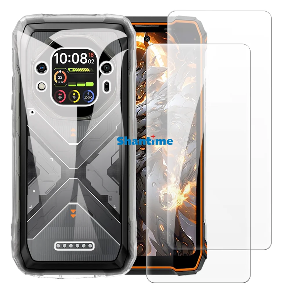 Image of Weiche Hülle + 2er-Pack Displayschutzfolien aus gehärtetem Glas für Blackview Oscal Tank 1 Ganzkörperschutz