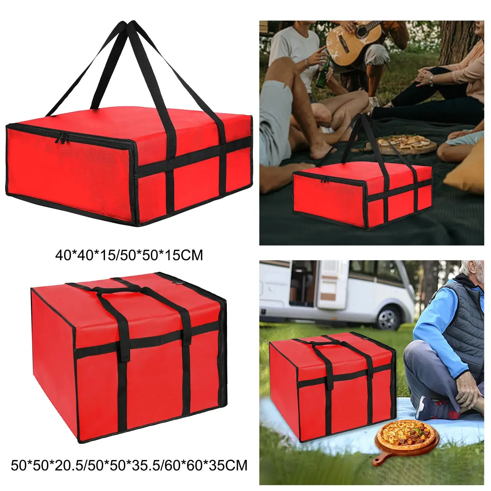 Sac isotherme pour porte-Pizza, sac alimentaire robuste avec double fermeture éclair pour Pizzerias, sac d'épicerie multifonctionnel réutilisable