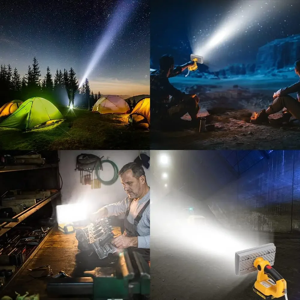 Imagem -06 - Luz de Trabalho Led para Dewalt 18v Li-ion Bateria Lanterna Portátil Brilhante Outdoor Jobsite Camping Luz Spotlight 9