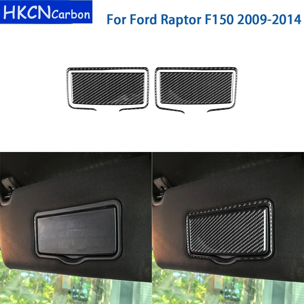 For Ford Raptor F150 2009-2014 Accessories Real Soft Carbon Fiber Interior Car Front Makeup Mirror Panel Cover Trim Sticker