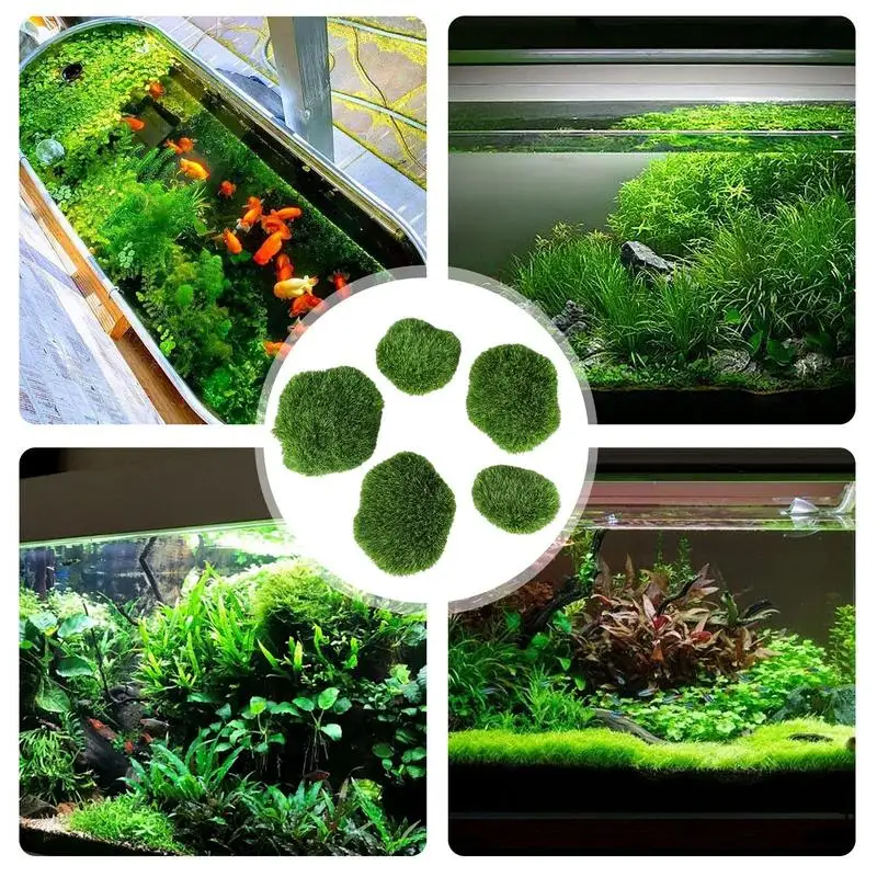 5Pcs Simulation Moss Balls Artificial Moss Stones Aquarium Fake Green Plant for Home Garden Flower Pot Decoration Creative Craft