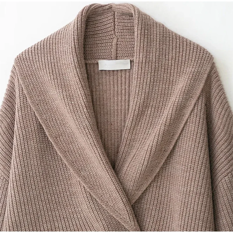 Damen-Strickjacke mit langen Ärmeln, doppelreihig geknöpft, locker geschnitten, im High-Street-Stil, lässige Oberbekleidung, Neu – Detail 11