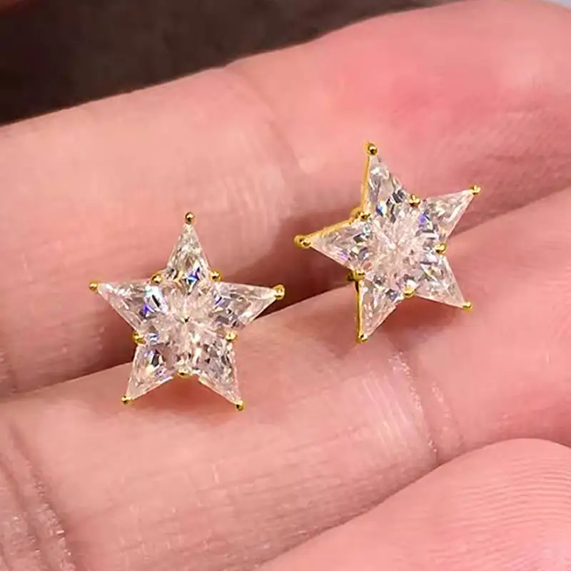 Huitan Charmante Damen-Ohrstecker, sternförmig, frischer Stil, Hochzeit, tägliche Verlobung, Modeaccessoires, Schmuck, eingelegt, glänzend, CZ
