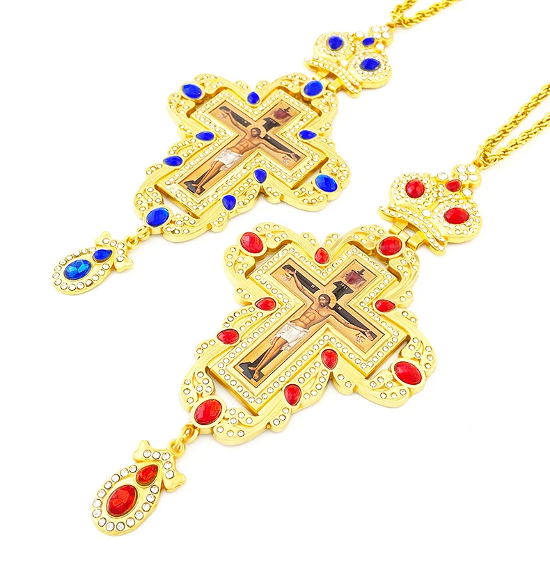 Brustkreuz Orthodoxe Jesus-Halskette Katholisches Kruzifix Brustkreuz Goldanhänger Kreuzkette Religiöser Schmuck крест кулон – Detail 9